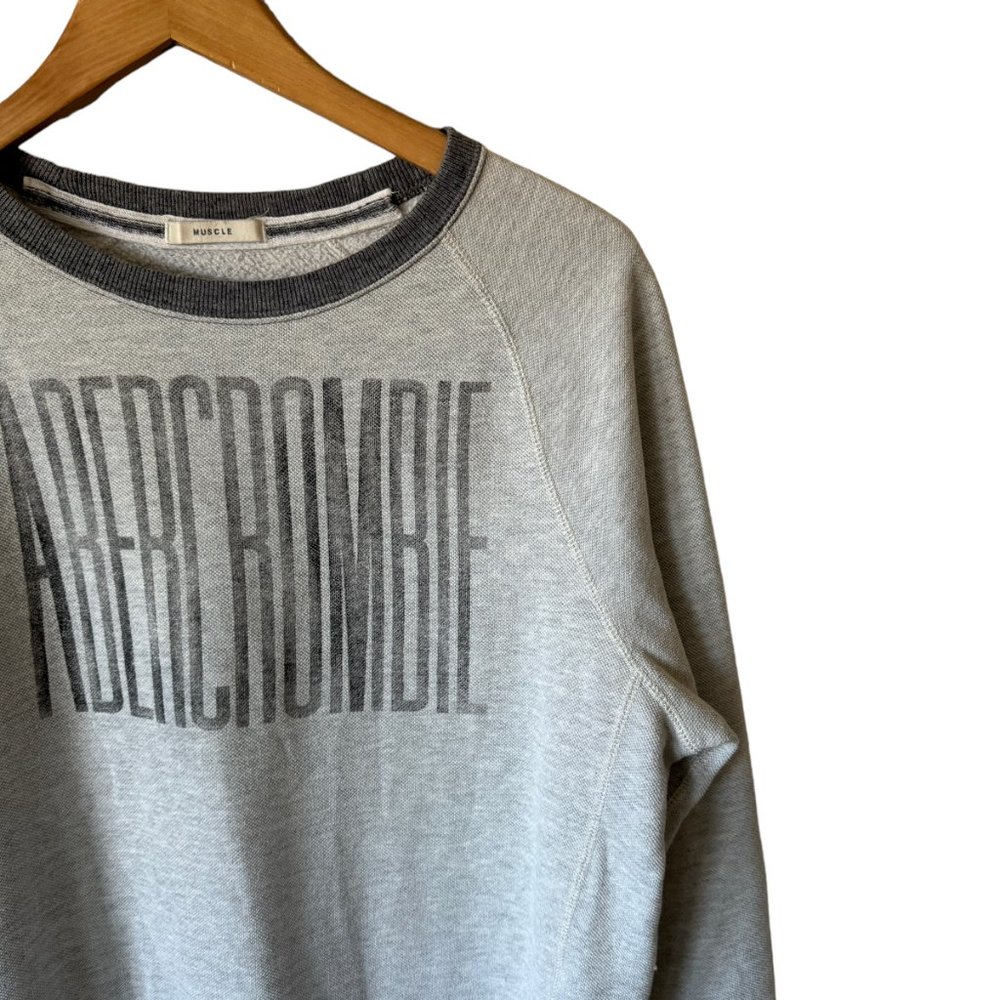 Abercrombie & Fitch Relaxed Gray Crewneck lightweight Sweatshirt Spell Out Small - Picture 5 of 15